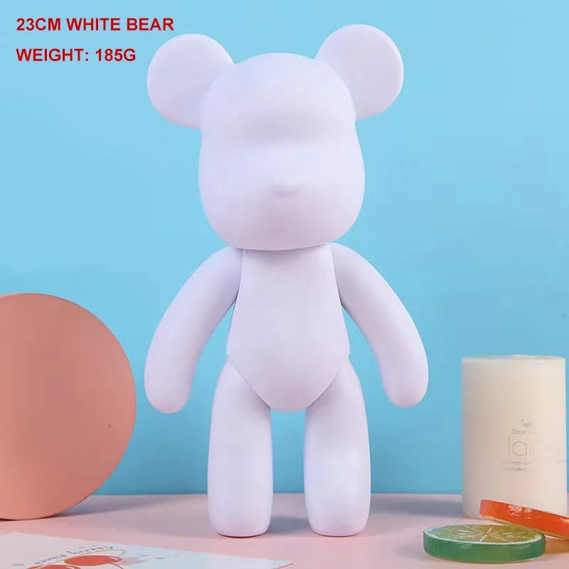 تمثال دب Bearbrick أبيض للتزيين والرسم – مجسم فارغ للصبغ والتلوين اليدوي