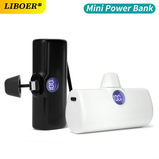 باور بانك صغير 5000mAh – شحن سريع ولاسلكي بمنافذ Type-C / Lightning