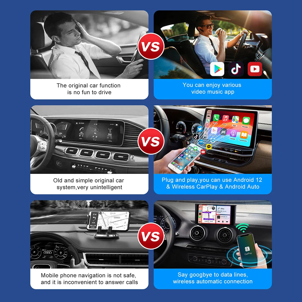 صندوق CarPlay ذكي – Android 13 لاسلكي مع YouTube وNetflix