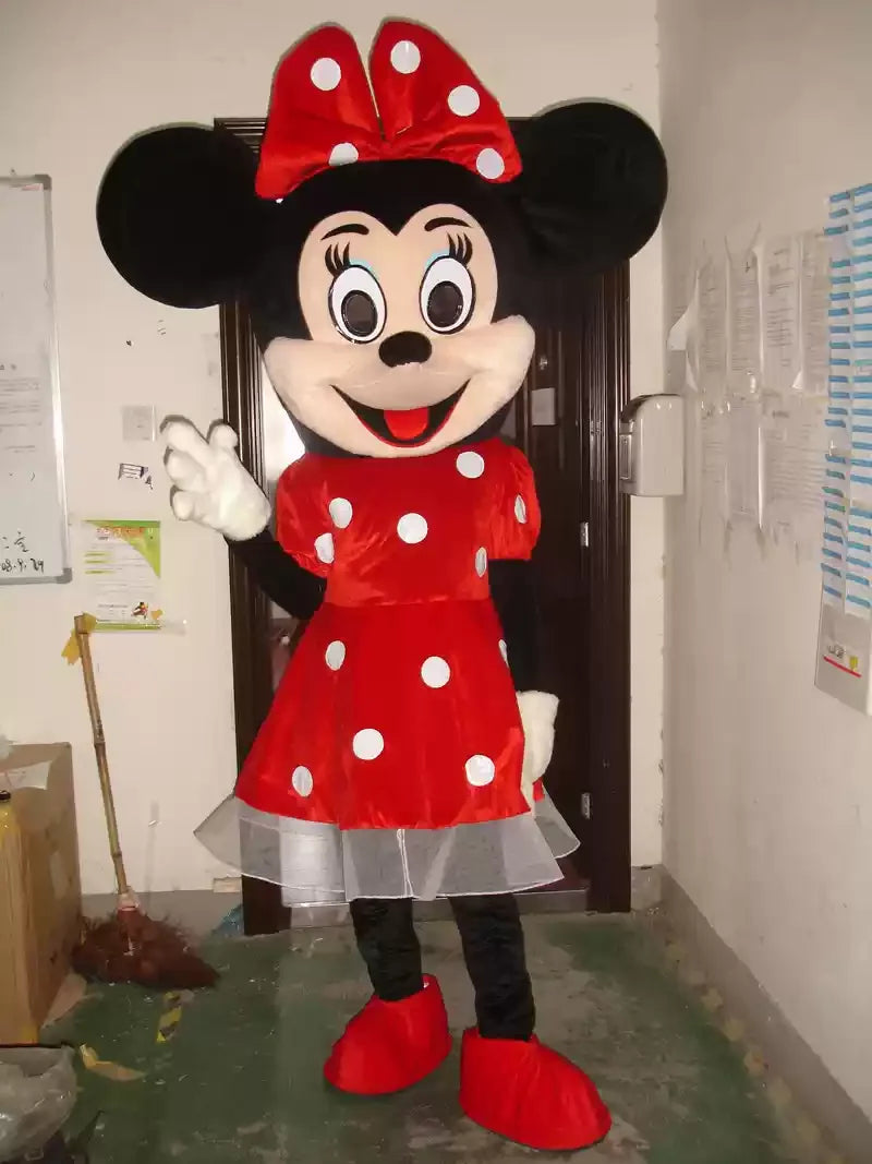 زي تميمة ميكي وميني ماوس للكبار – تصميم كرتوني كلاسيكي لعروض الإعلانات والحفلات