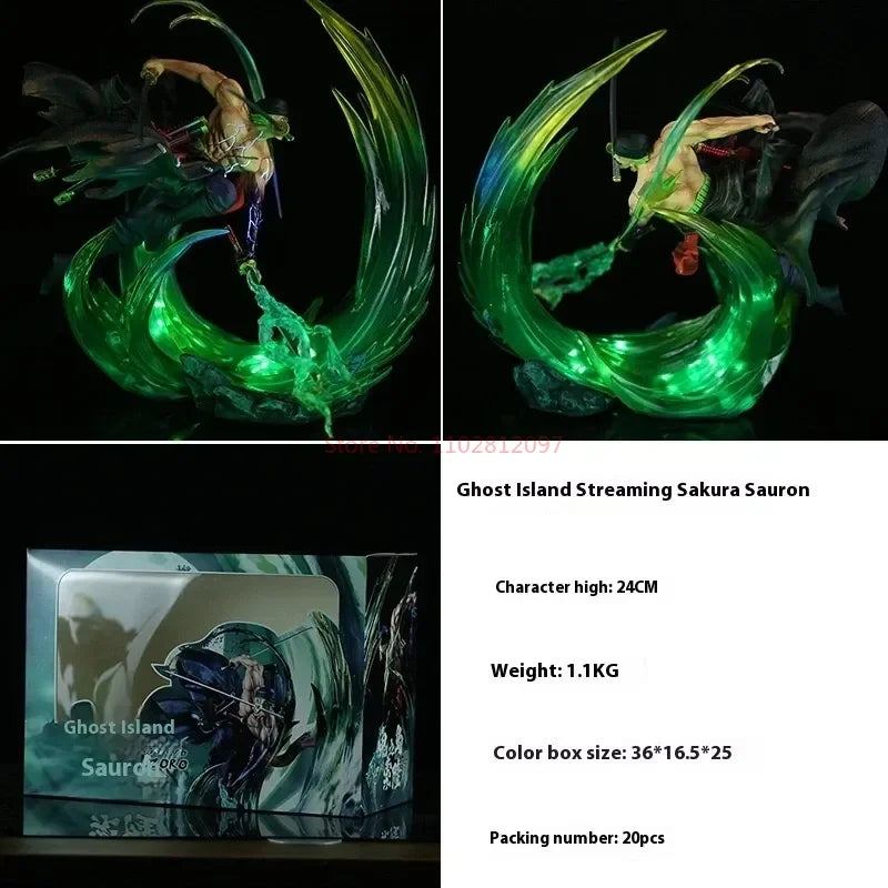 مجسم زورو من أنمي ون بيس – تمثال PVC مضيء بارتفاع 24 سم