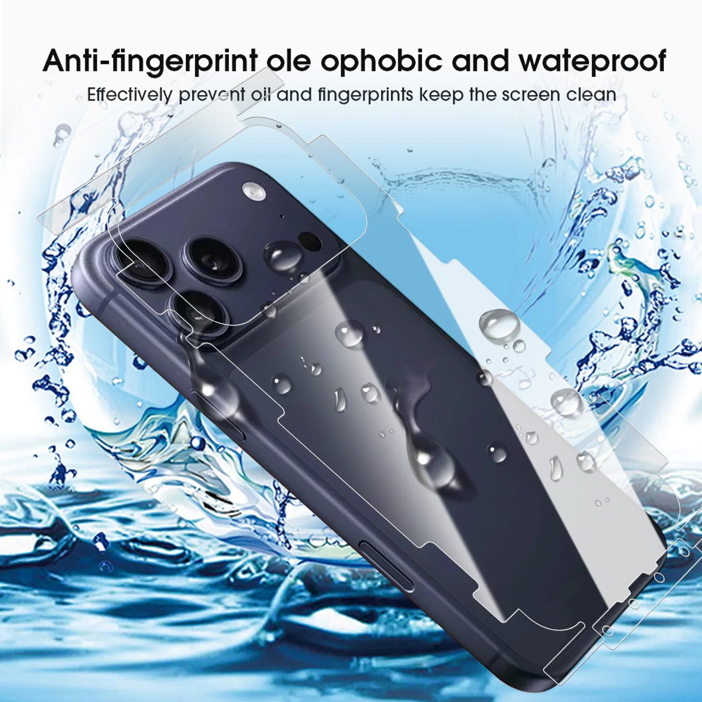 لاصق حماية هيدروجيل كامل التغطية لإطار وخلفية آيفون 17 – حماية HD بدون تأثير على الشكل