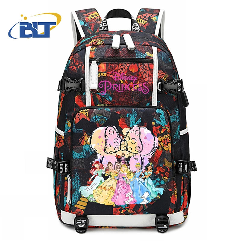 حقيبة ظهر للأطفال مطبوعة بشخصية ميني ماوس وأميرات ديزني