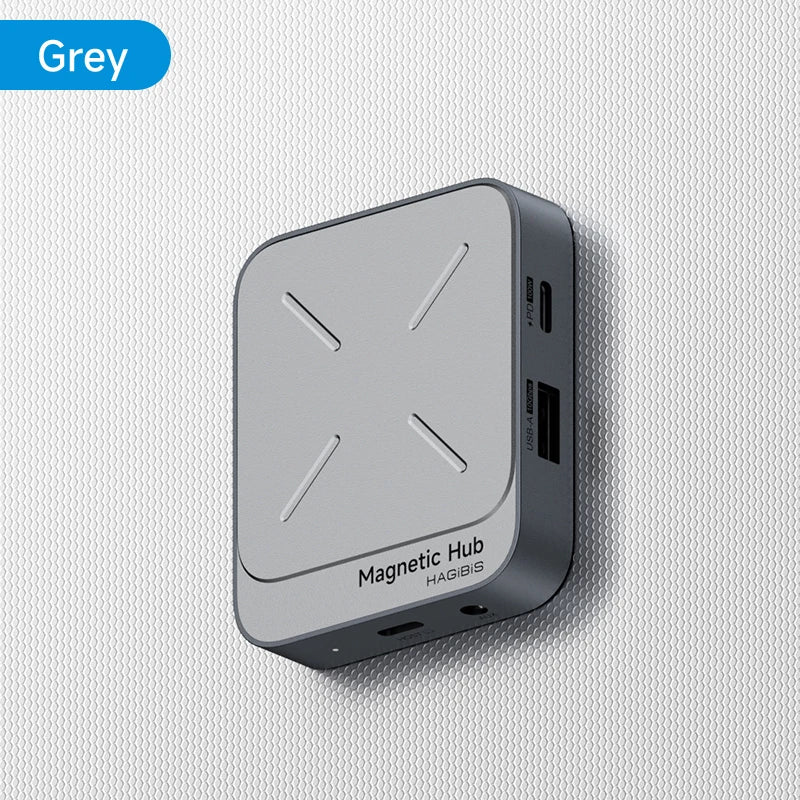 قاعدة USB-C مغناطيسية من Hagibis – 7 منافذ | 4K HDMI + شحن سريع 100W + قارئ كروت – متوافقة مع MacBook وiPhone 16/15 Pro