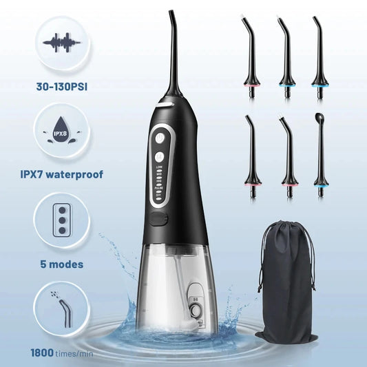 جهاز تنظيف الأسنان بالماء (Oral Irrigator) – محمول وقابل لإعادة الشحن