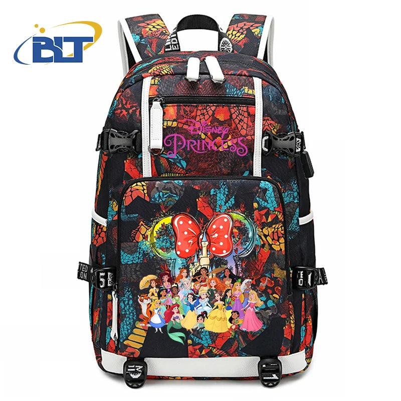 حقيبة ظهر للأطفال مطبوعة بشخصية ميني ماوس وأميرات ديزني