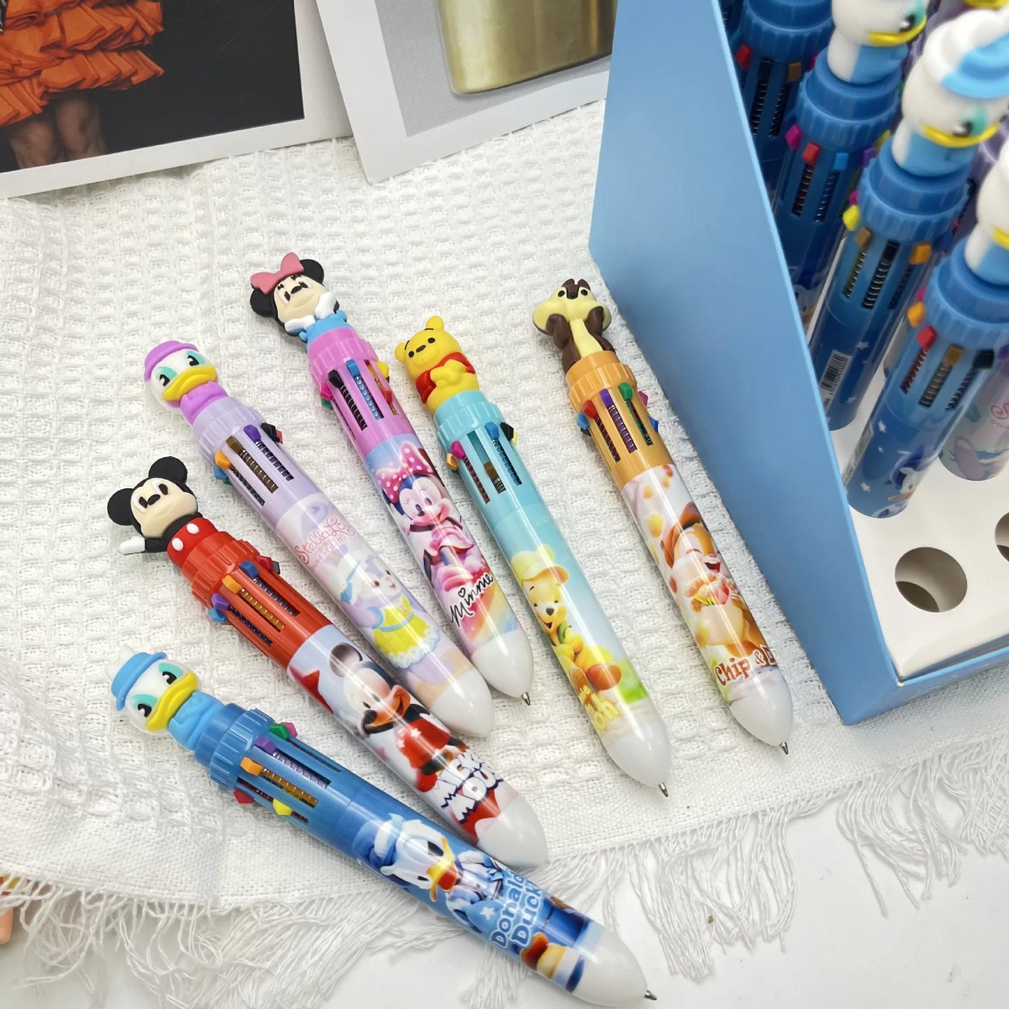 طقم 36 قلم حبر كرتوني – تصميم Disney Mickey بـ10 ألوان في كل قلم، مثالي للمدرسة والهدايا