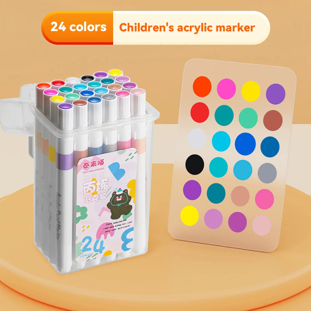مجموعة ألوان أكريليك ماركر قابلة للغسل – من 24 إلى 80 لون للرسم، الخشب، السيراميك، الزجاج، والكرافتات اليدوية
