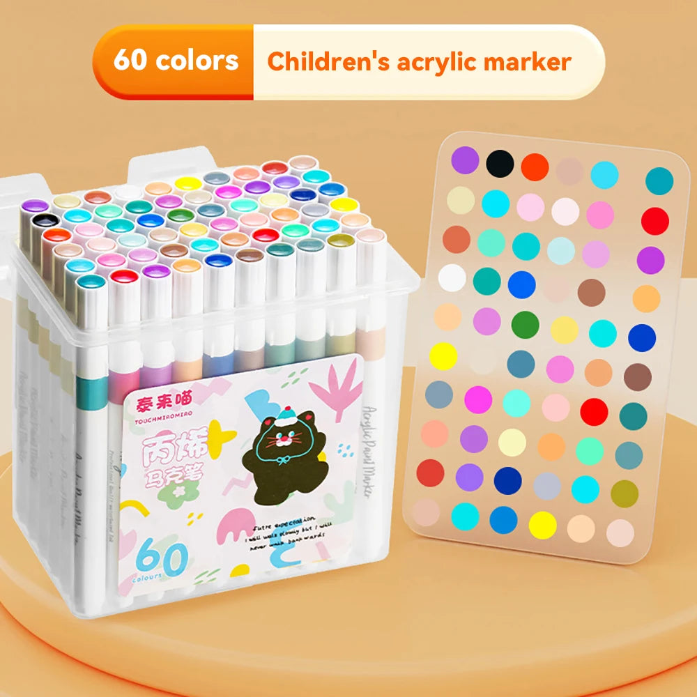 مجموعة ألوان أكريليك ماركر قابلة للغسل – من 24 إلى 80 لون للرسم، الخشب، السيراميك، الزجاج، والكرافتات اليدوية