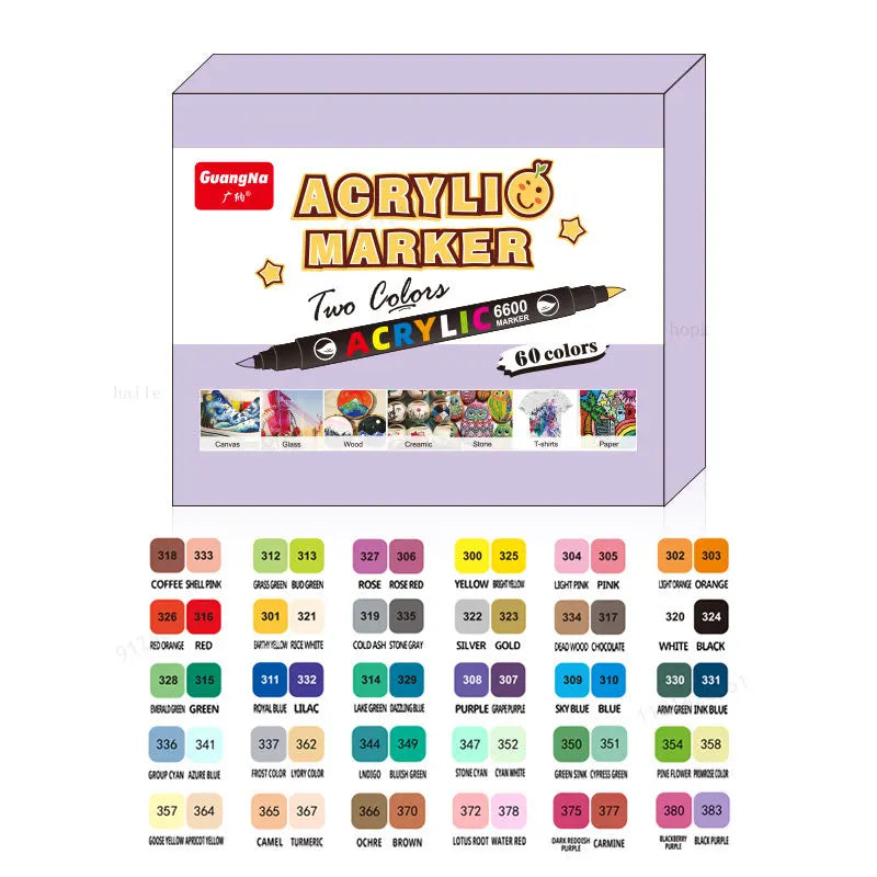 مجموعة ألوان ماركر أكريليك – 84 لون بفرشتين في كل قلم، لتلوين الصخور، الكاليغرافي، والكتابة الفنية
