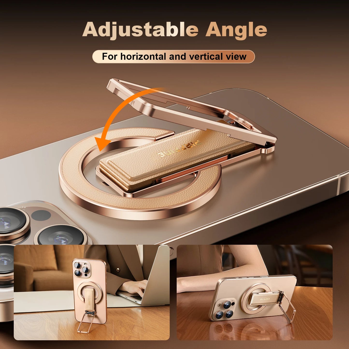 حلقة مسك مغناطيسية جلدية MagSafe للجوال – ستاند وحامل إصبع بتصميم أنيق