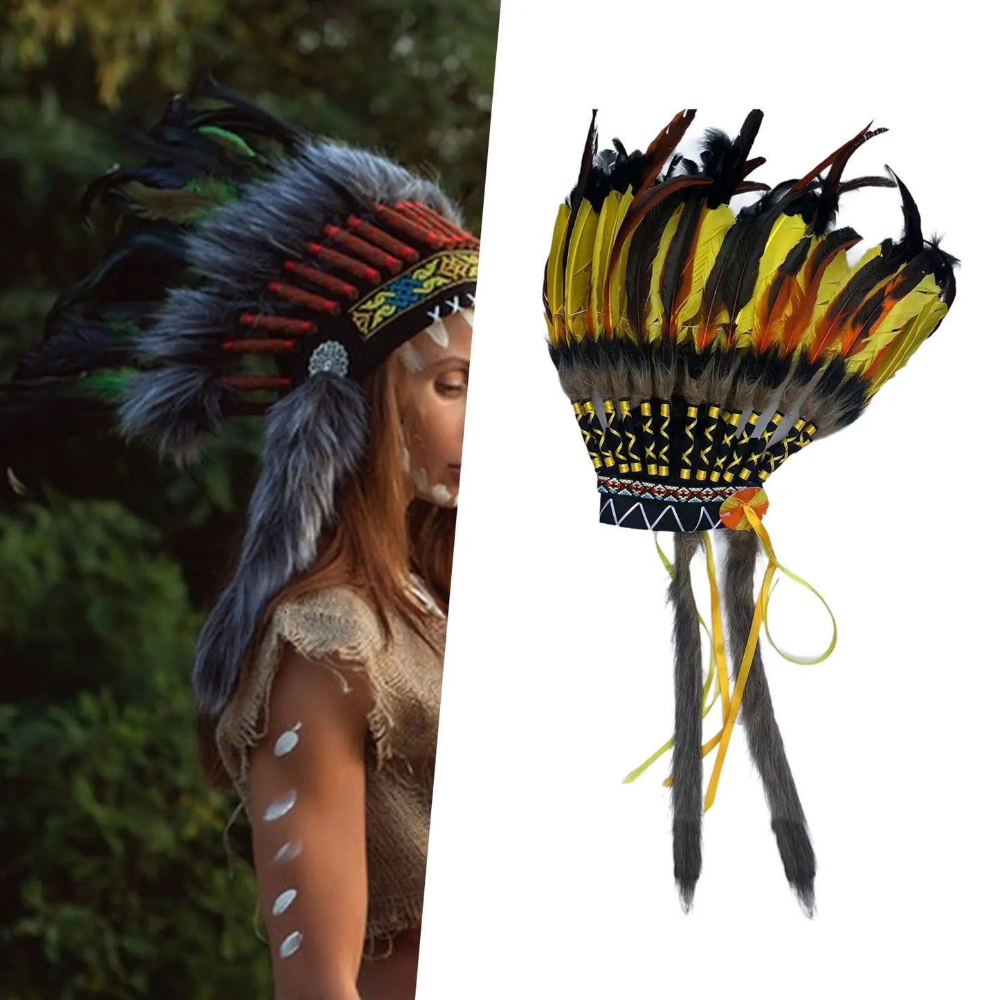 غطاء رأس هندي بريش فاخر – للكبار رجال ونساء | زينة حفلات وتنكر – خفيف وفخم للعروض والكوسبلاي