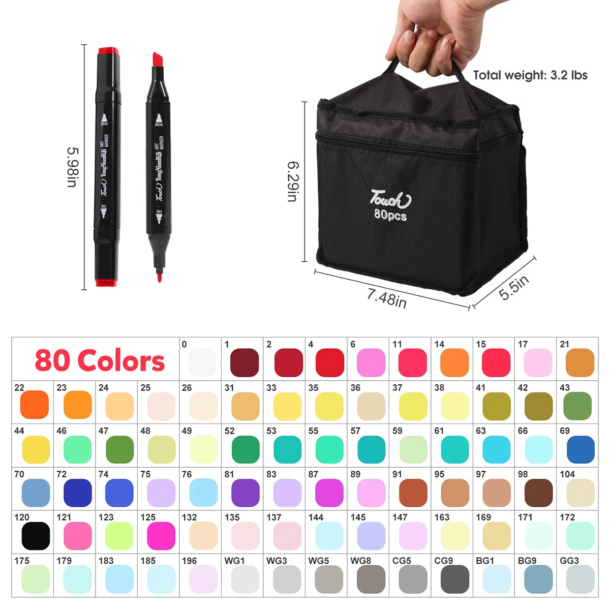 مجموعة ماركر مزدوج الرأس للرسم والتظليل – من 24 إلى 168 لون زيتي، مثالية للطلاب والمصممين والفنانين