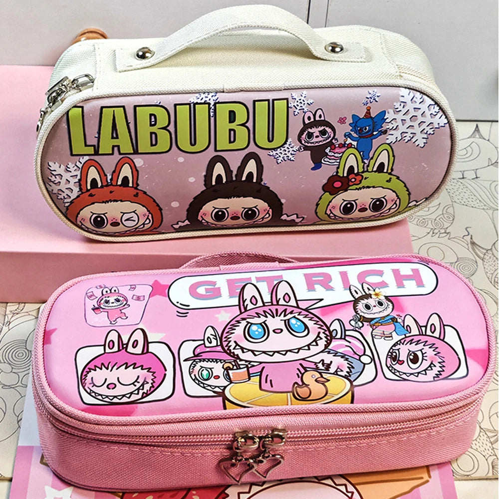 علبة أقلام كبيرة شبكية – مقلمة مقسمة إلى حجرتين بتصميم الوحش الصغير، متعددة الاستخدامات لطلاب المدارس والمراهقين