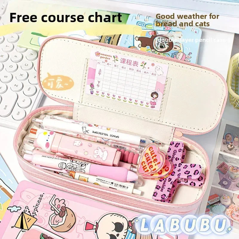 حافظة أقلام كبيرة السعة – حقيبة قرطاسية كرتونية لطيفة للطلاب والمكتب من لابوبو