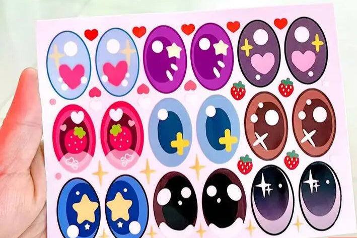 ملصقات عيون لابوبو 38 سم – مكياج تجميلي للدمى | استيكر عيون DIY لتعديل شكل Vinyl Labubu