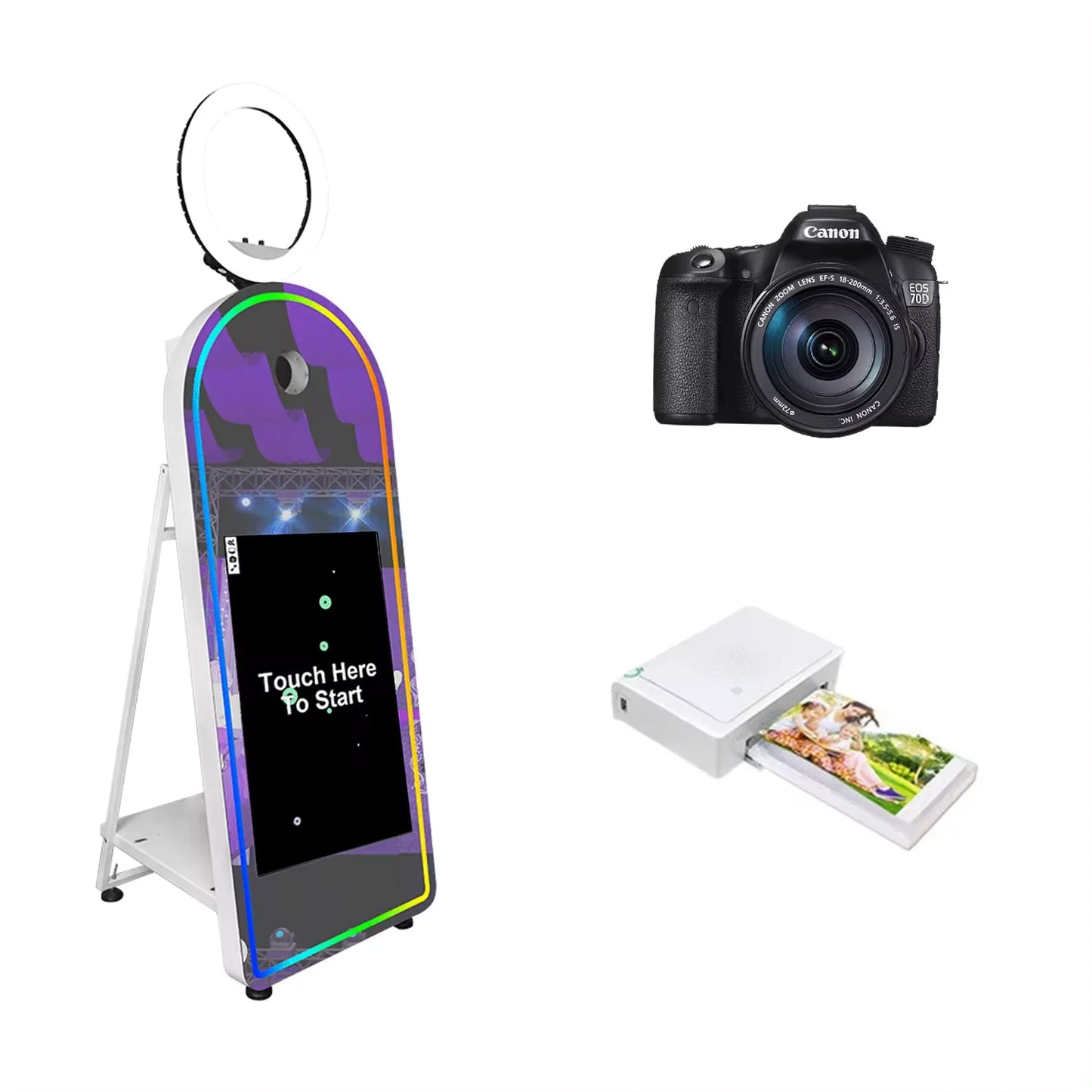 آلة فورية لتصوير السيلفي – مرآة فوتوبوث تفاعلية للحفلات مع كاميرا وطابعة وبرنامج مدمج