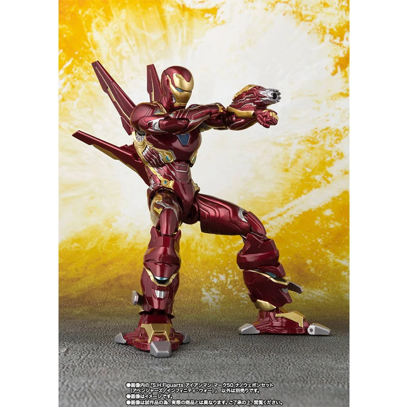 مجسم Iron Man MK50 – إصدار SHFiguarts Nano Metal | تمثال توني ستارك المتحول بتقنية النانو، لهواة مارفل والتجميع