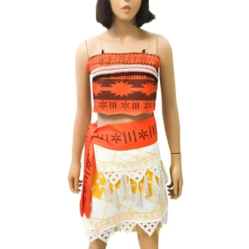 زي فايانا (موانا) للأطفال والنساء – طقم مكوّن من بلوزة وتنورة | مستوحى من الفيلم الشهير