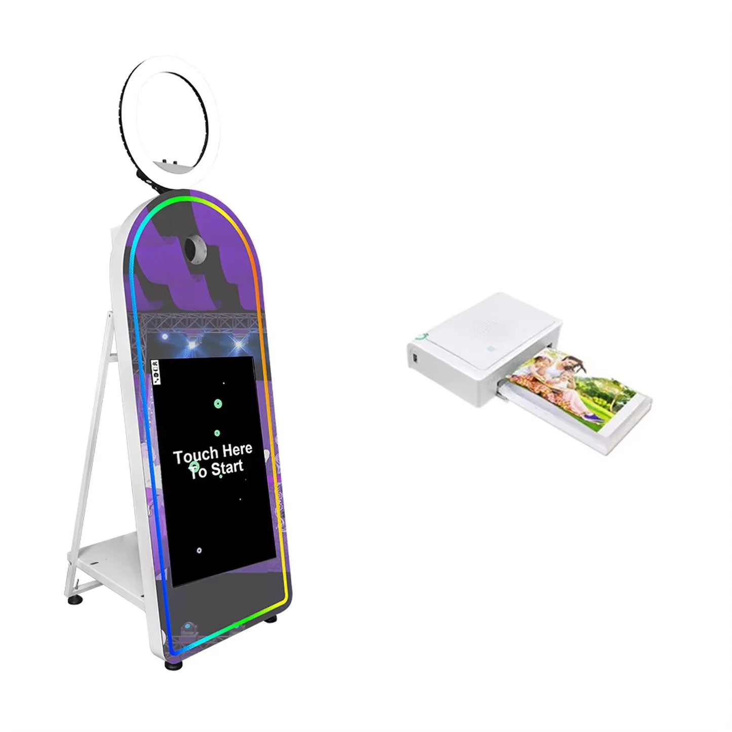 آلة فورية لتصوير السيلفي – مرآة فوتوبوث تفاعلية للحفلات مع كاميرا وطابعة وبرنامج مدمج