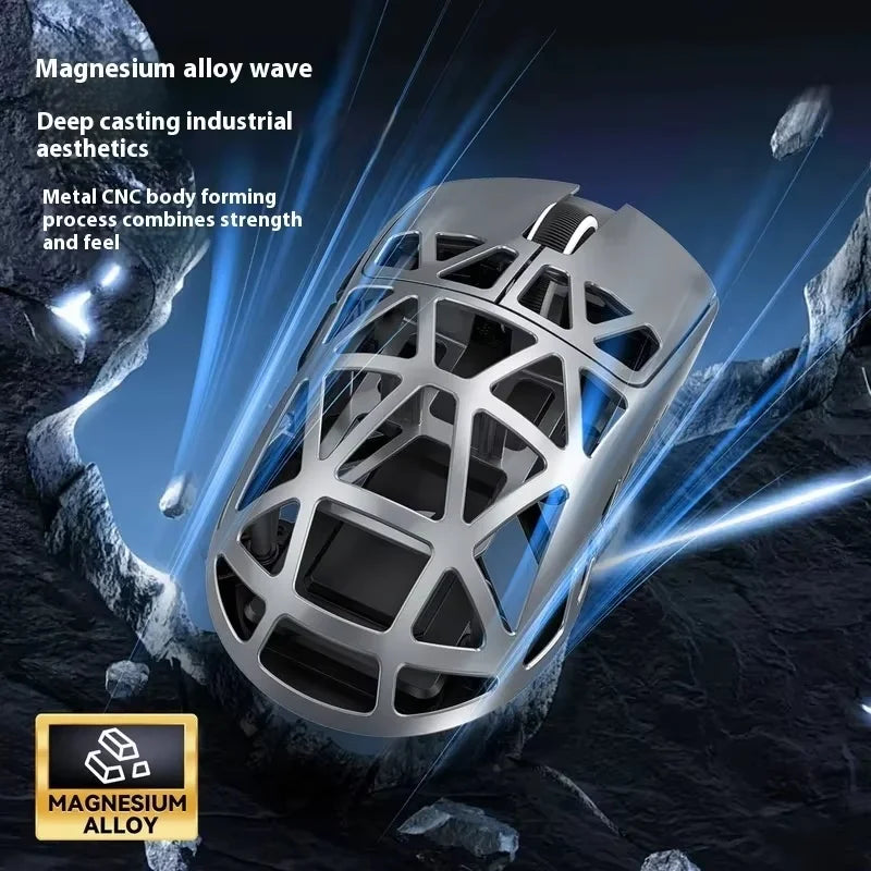 ماوس Attack Shark R2 لاسلكي – هيكل مغنيسيوم خفيف، حساس PAW3950، ثلاث أوضاع اتصال، للألعاب والمكتب