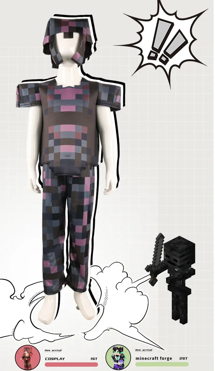 طقم تنكري للأطفال مستوحى من لعبة ماينكرافت – درع الماس، كريبر، أليكس والمزيد