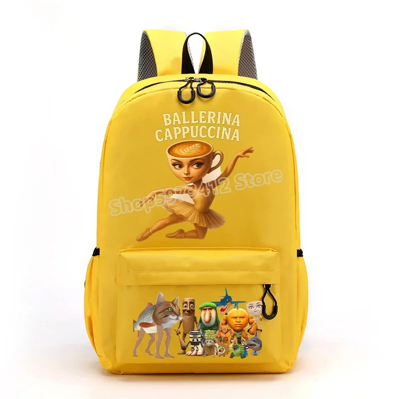 حقيبة ظهر إيطاليان برينروت بتصميم كرتوني عصري، حقيبة مدرسية بسعة كبيرة للطلاب، مثالية للعودة إلى المدرسة مع مساحة للكتب وا