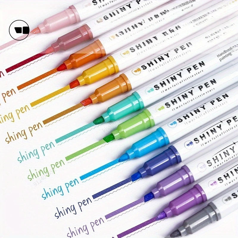 طقم هايلايتر 4 قطع بلمعة الجليتر – ألوان باستيل براقة للملاحظات، التزيين، والدفاتر