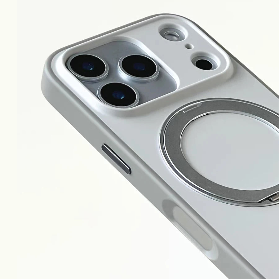 كفر آيفون فاخر مع حلقة مغناطيسية دوّارة 360° – دعم MagSafe وحماية للكاميرا