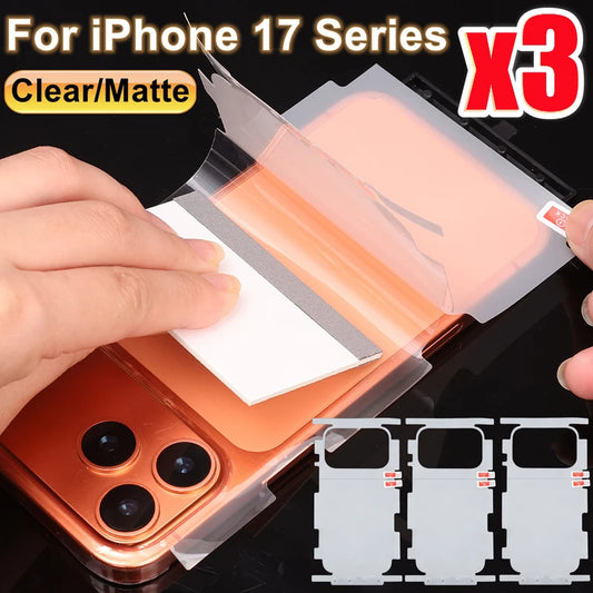 لاصق حماية هيدروجيل كامل التغطية لإطار وخلفية آيفون 17 – حماية HD بدون تأثير على الشكل
