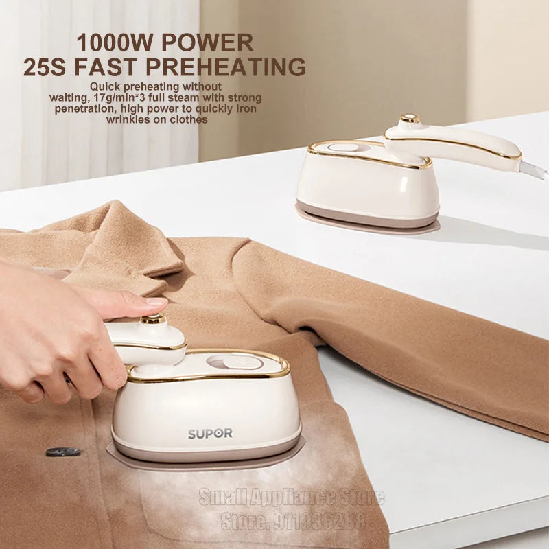 مكواة بخار يدوية SUPOR الجديدة – تصميم قابل للطي، تكوي وتنظف وتزيل العث، مثالية للبيت والسفر