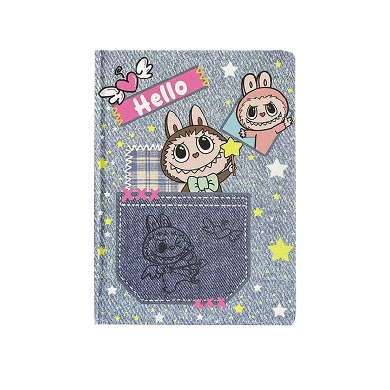 دفتر ملاحظات A5 بغلاف صلب من قماش الدينيم – صفحات ملونة بتصميم عصري، مفكرة يومية عالية الجماليات لطلاب لابوبو