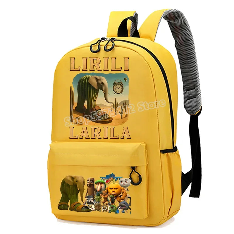 حقيبة مدرسية إيطاليان برينروت بطابع الحيوانات الميم، تصميم كرتوني مضحك بشكل قرش "تللا"، بسعة كبيرة، مناسبة للأولاد والبنات