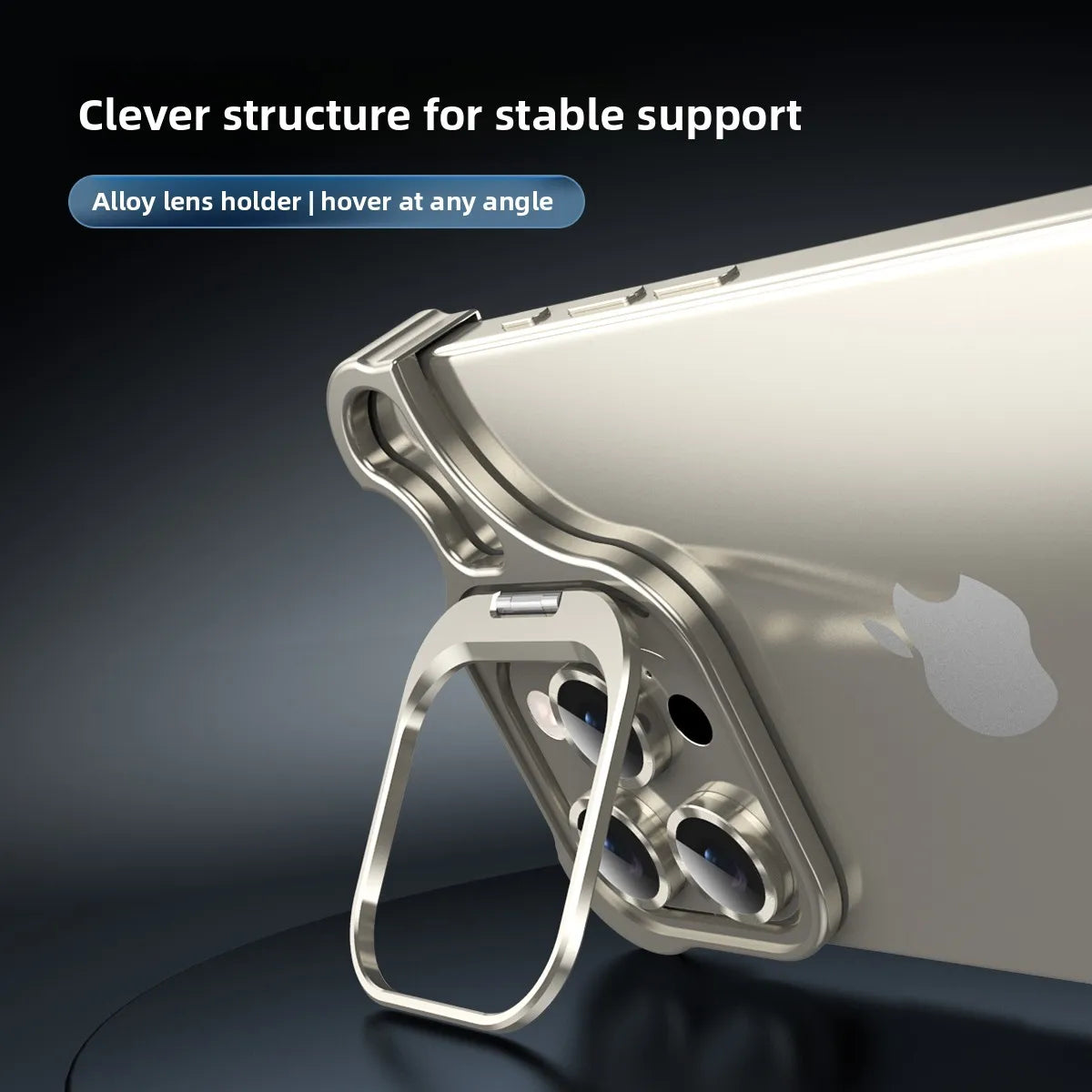 كفر آيفون إطار معدني بدون ظهر مع حامل عدسة – حماية ضد الصدمات وتبديد حرارة فعّال