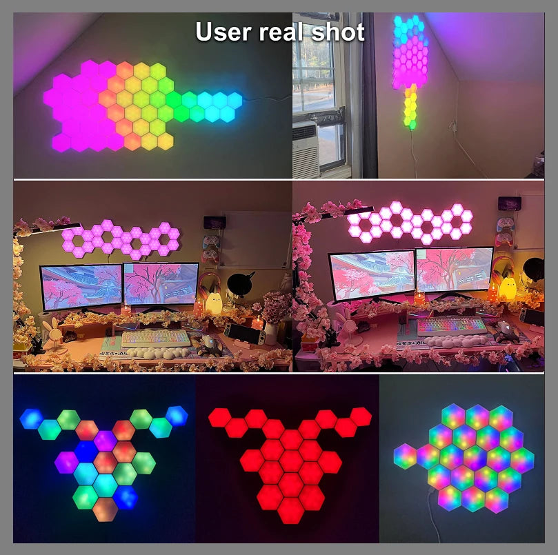 إضاءة جدارية ذكية سداسية الشكل – RGBW مع تحكم بالتطبيق ومزامنة موسيقى