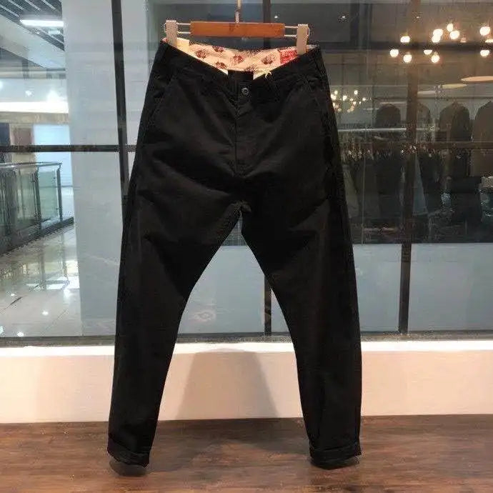 بنطلون رجالي قطن 100% خامة ثقيلة – قصة مستقيمة كاجوال | ستايل أمريكي رجولي – مثالي للعمل واللبس اليومي