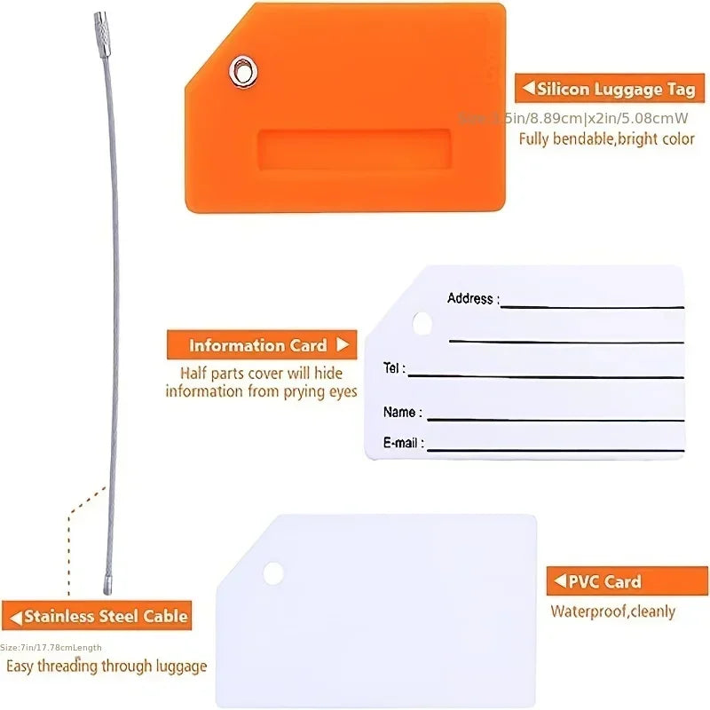 عدد 2 تاق شنط سفر من السيليكون – لبطاقات الاسم وتحديد الهوية بسرعة وسهولة