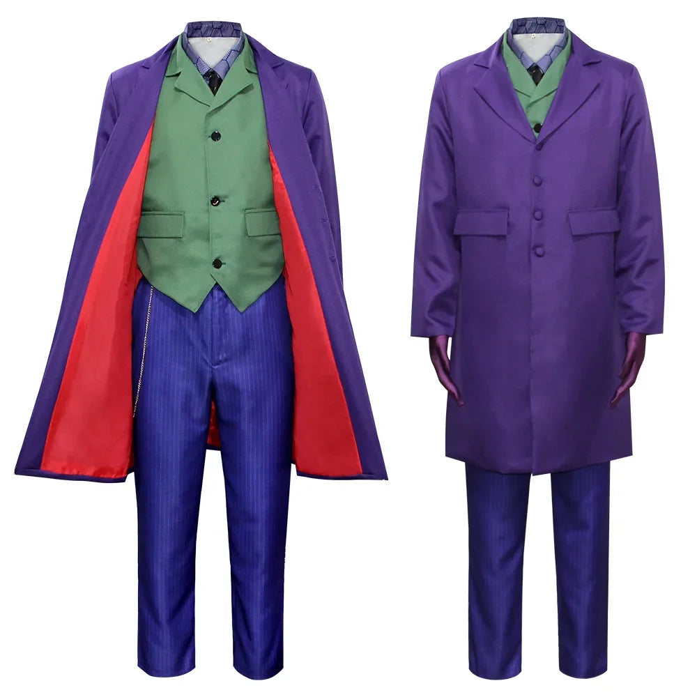 زي تنكري للرجال – الجوكر من فيلم "The Dark Knight" | بدلة كاملة مع جاكيت وباروكة | مستوحى من شخصية هيث ليدجر