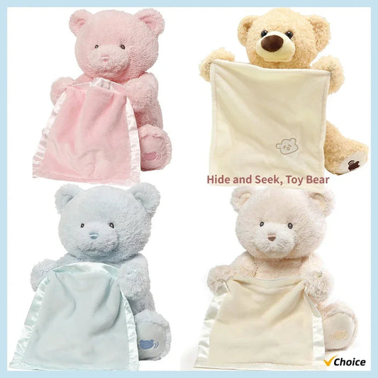 لعبة الدب الناطق "الغميضة" – دمية محشوة ناعمة ناطقة بـ 4 ألوان مختلفة
