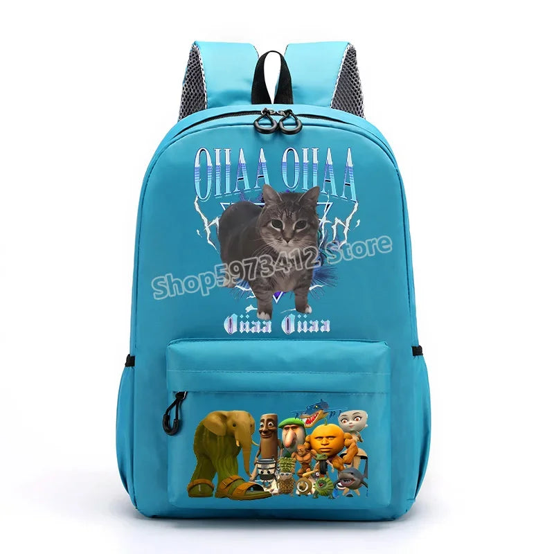 حقيبة مدرسية إيطاليان برينروت بطابع الحيوانات الميم، تصميم كرتوني مضحك بشكل قرش "تللا"، بسعة كبيرة، مناسبة للأولاد والبنات