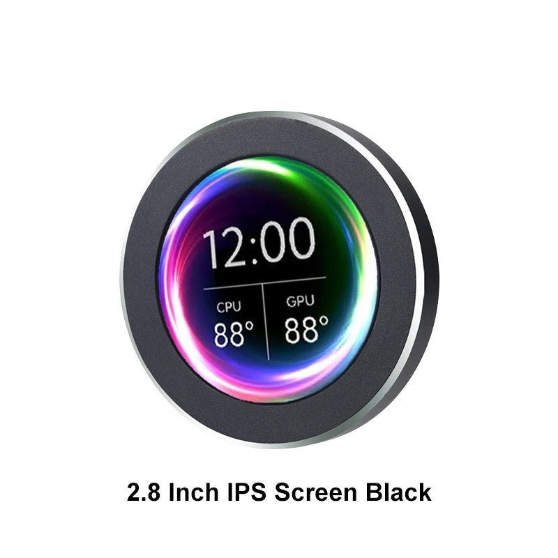 شاشة ثانوية دائرية 2.1 / 2.8 إنش – شاشة عرض أداء النظام بدون AIDA64