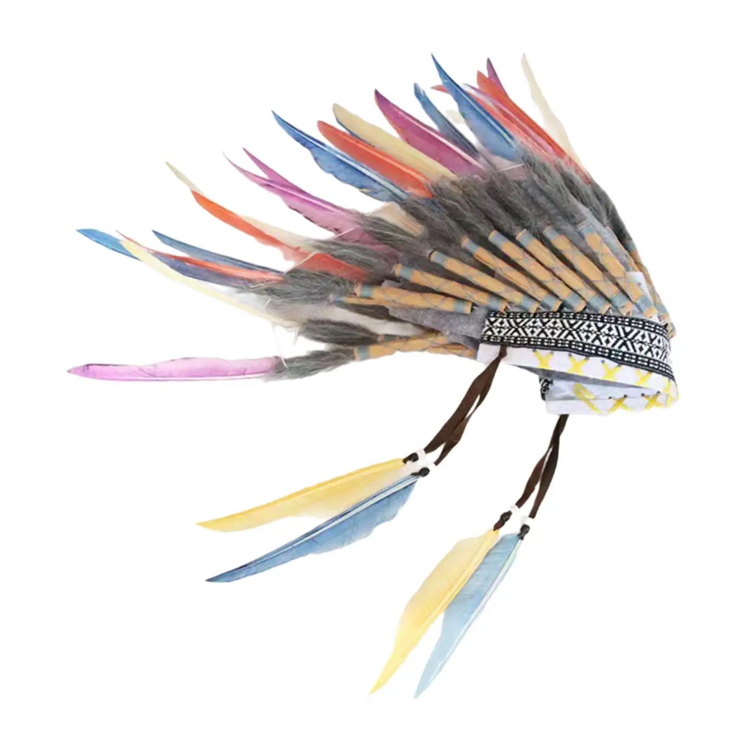 غطاء رأس هندي بريش فاخر – للكبار رجال ونساء | زينة حفلات وتنكر – خفيف وفخم للعروض والكوسبلاي