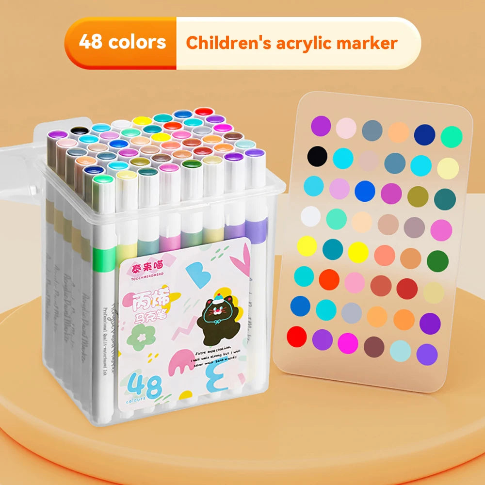 مجموعة ألوان أكريليك ماركر قابلة للغسل – من 24 إلى 80 لون للرسم، الخشب، السيراميك، الزجاج، والكرافتات اليدوية