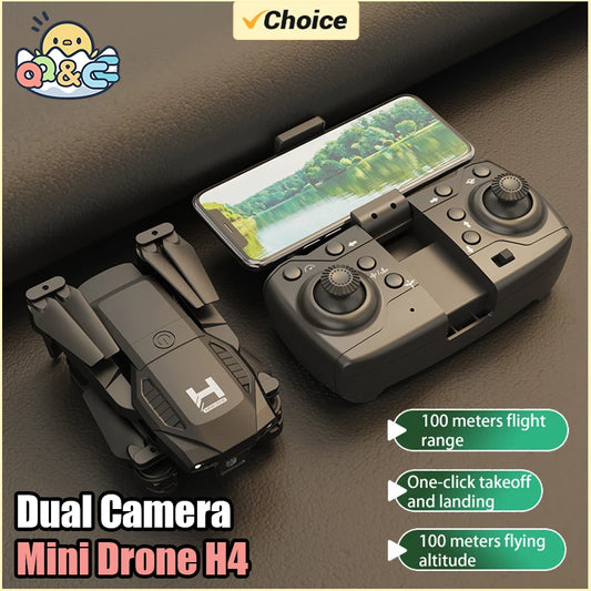 طائرة H4 ميني درون بكاميرتين 4K – واي فاي FPV، كاميرا واسعة الزاوية، تثبيت ارتفاع | درون قابلة للطي للأطفال والكبار