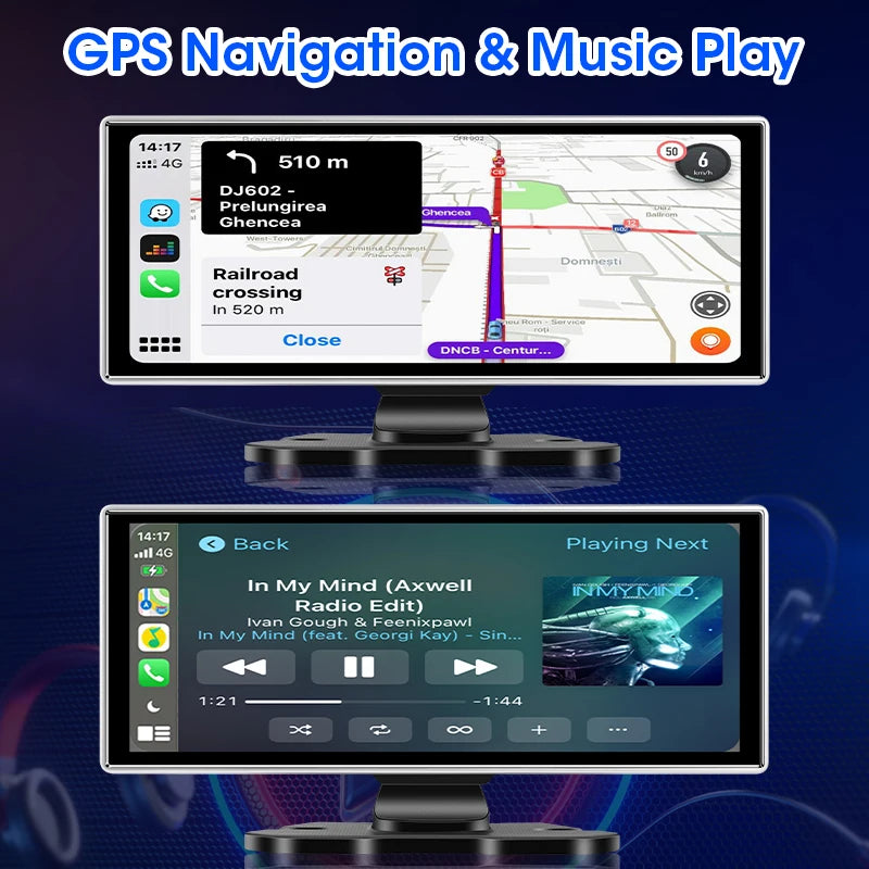 داش كام 10 / 11.26 إنش بدقة 4K – نظام DVR ذكي مع CarPlay وAndroid Auto لاسلكي | جهاز ملاحة GPS وتسجيل فيديو مزدوج العدسة