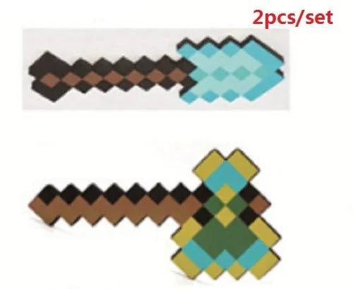 طقم سيف وفأس من لعبة ماينكرافت – تصميم الماس الأزرق | 2 قطع | خامة إسفنجية ناعمة (EVA Foam)