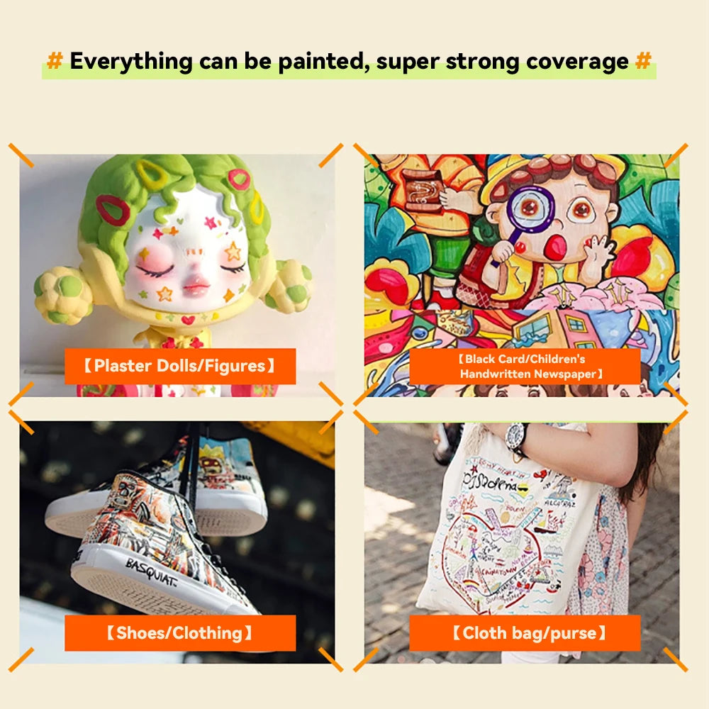 مجموعة ألوان أكريليك ماركر قابلة للغسل – من 24 إلى 80 لون للرسم، الخشب، السيراميك، الزجاج، والكرافتات اليدوية