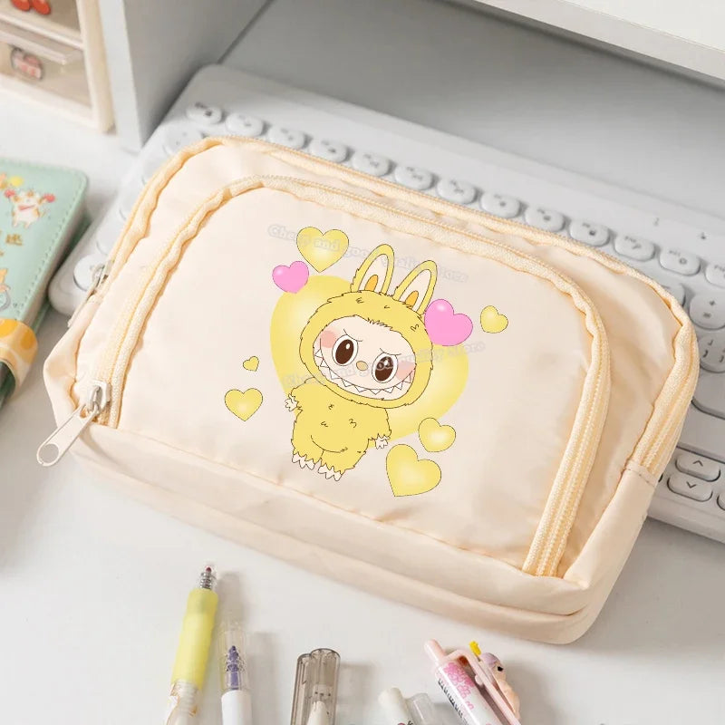 علبة أقلام للأطفال كبيرة السعة – حقيبة تخزين أدوات مكتبية إبداعية مع تصميم مفرّغ للضغط