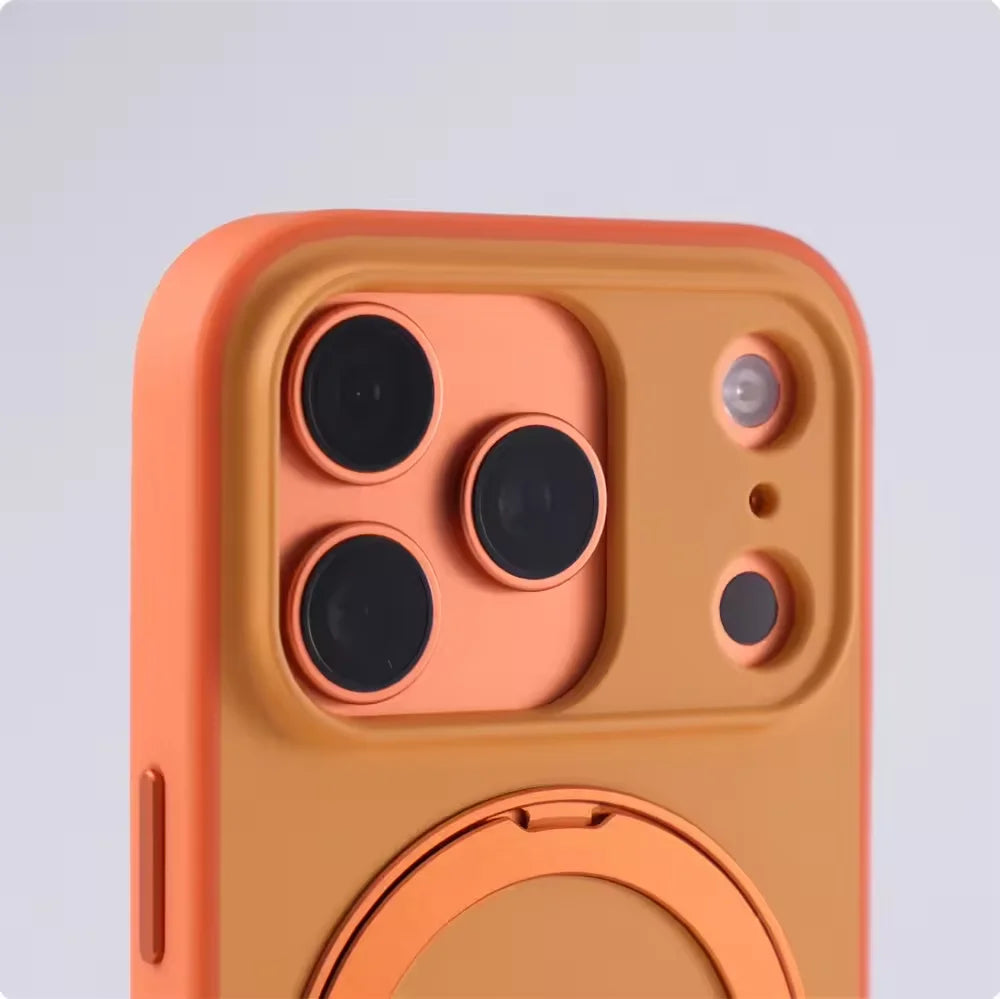 كفر آيفون فاخر مع حلقة مغناطيسية دوّارة 360° – دعم MagSafe وحماية للكاميرا