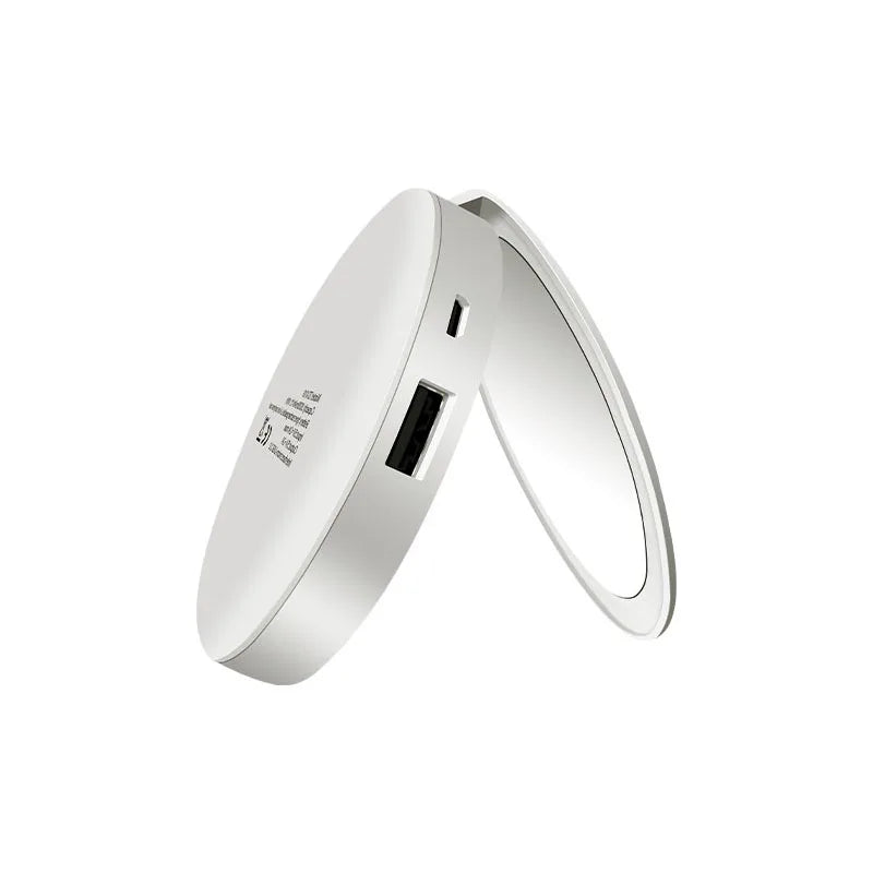 مرآة مكياج محمولة بإضاءة LED وبنك طاقة 3000mAh – تصميم ميني أنيق بشكل محفظة، مثالية للجمال أثناء التنقل